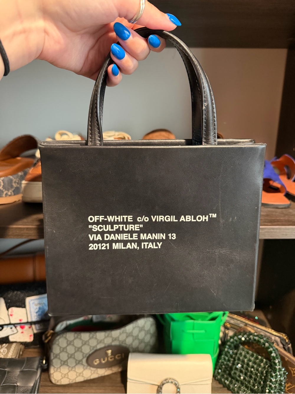 Off-White Black Box Tote with White Logo Text